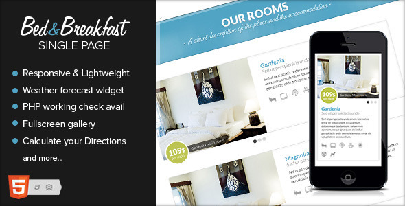 Bed&Breakfast Responsive Single Page (Travel)