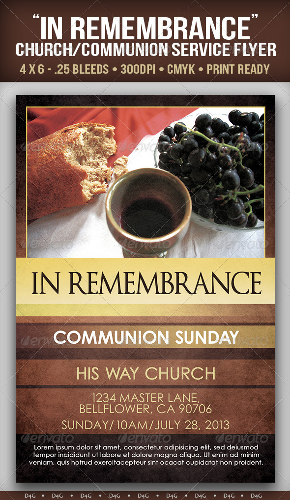 “In Remembrance” Church/Communion Service - Church Flyers