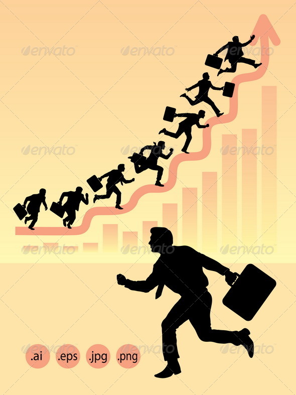 Businessman Running Silhouettes - Concepts Business