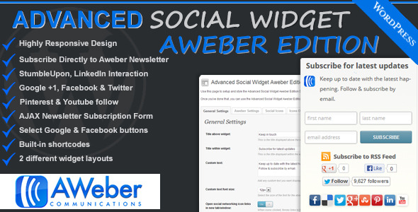 Advanced Social Widget Aweber Edition - CodeCanyon Item for Sale