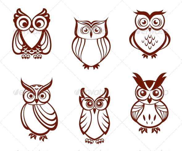 GraphicRiver Set of Cartoon Owls 4986163 GraphicRiver Set of Cartoon Owls 4986163