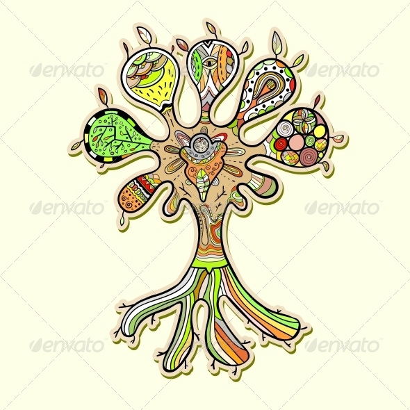 GraphicRiver Abstract Tree Illustration with Ornaments 4995990 GraphicRiver Abstract Tree Illustration with Ornaments 4995990