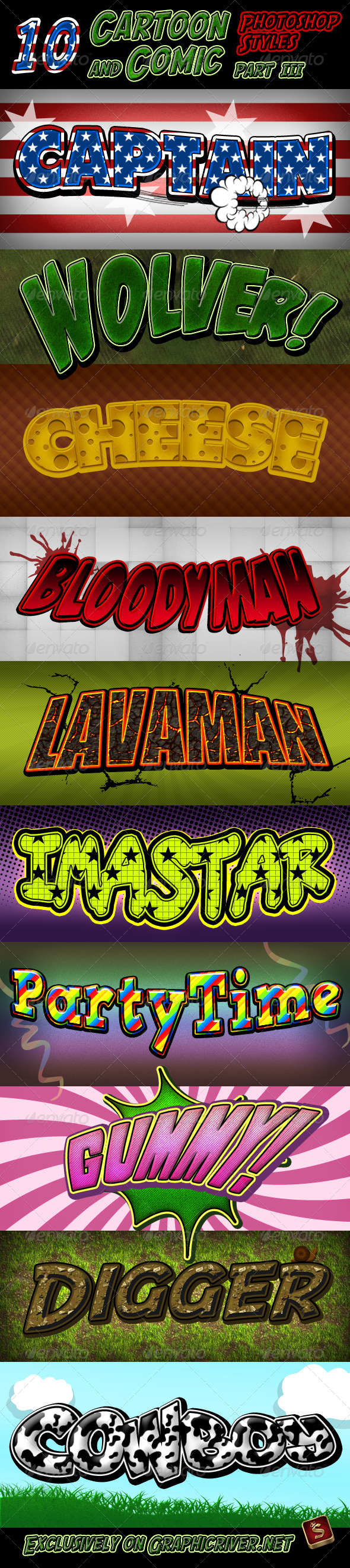Cartoon and Comic Book Styles - Part 3 - Text Effects Styles