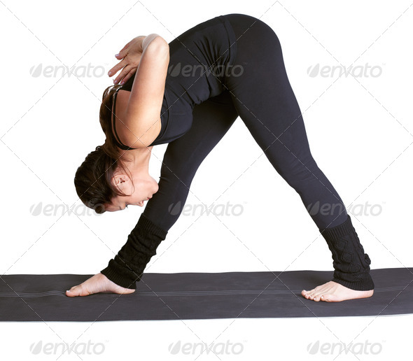 yoga excercising parshvottanasana - Stock Photo - Images