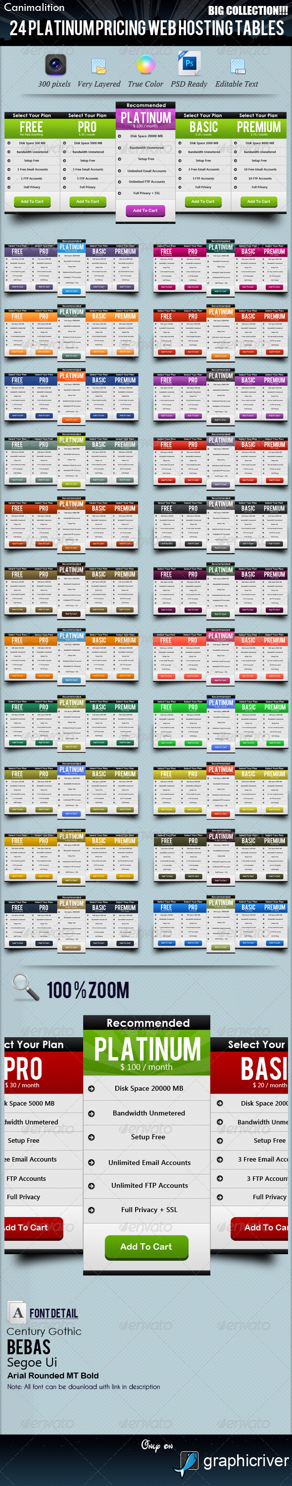 24 Platinum Pricing Web Hosting Tables - Tables Web Elements