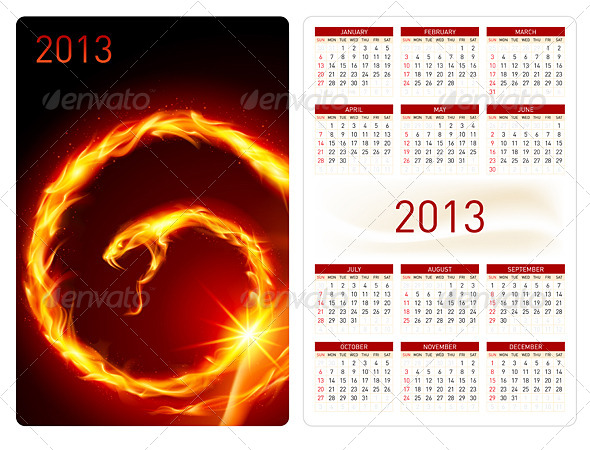GraphicRiver Calendar twenty thirteen Fire Snake 5033060 GraphicRiver Calendar twenty thirteen Fire Snake 5033060