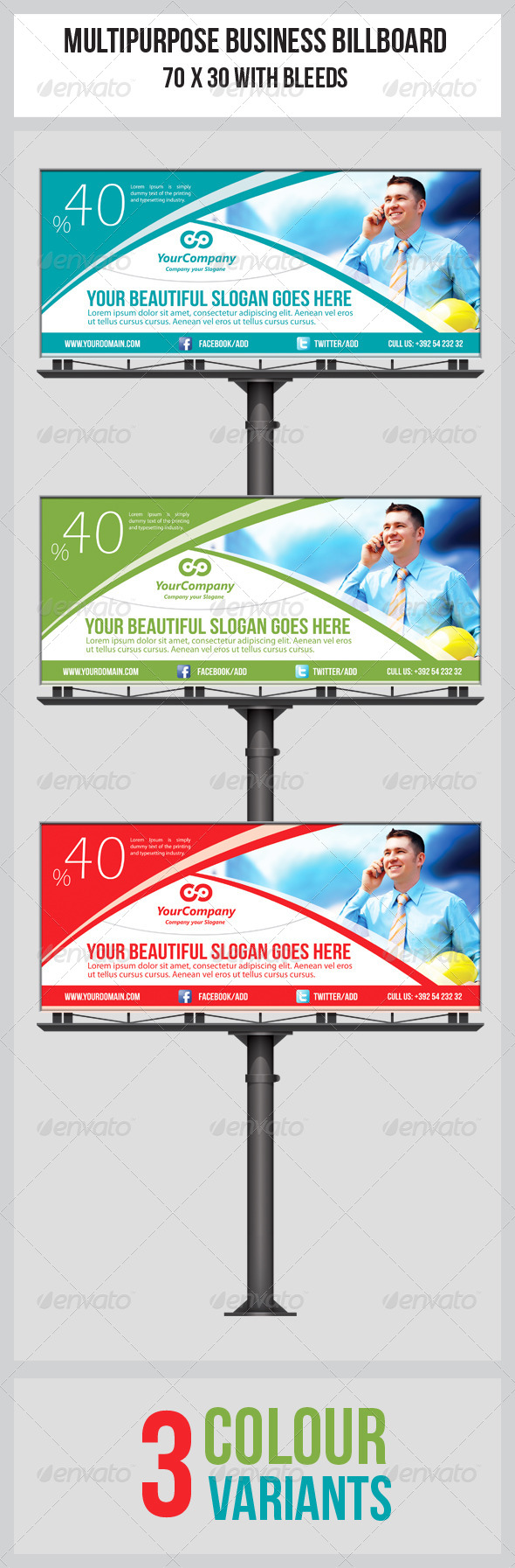 Multipurpose Business Billboard Template - Signage Print Templates