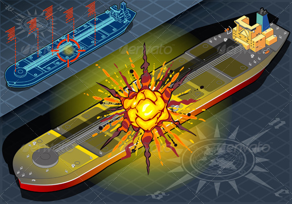 GraphicRiver Isometric Ship Tanker Hit by Explosion 5060486 GraphicRiver Isometric Ship Tanker Hit by Explosion 5060486