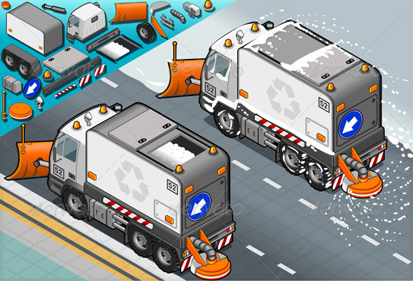 GraphicRiver Isometric Snow Plow Truck in Rear View 5063696 GraphicRiver Isometric Snow Plow Truck in Rear View 5063696