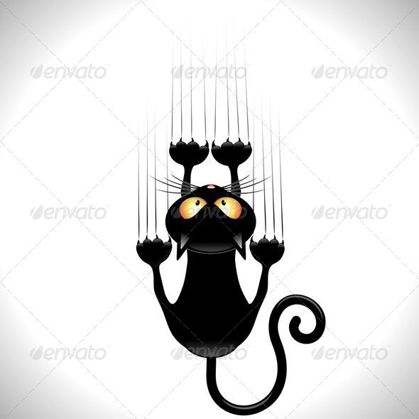 GraphicRiver Black Cat Cartoon Scratching Wall 5068998 GraphicRiver Black Cat Cartoon Scratching Wall 5068998