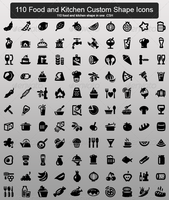 GraphicRiver 110 Food and Kitchen Custom Shape 5074528 GraphicRiver 110 Food and Kitchen Custom Shape 5074528