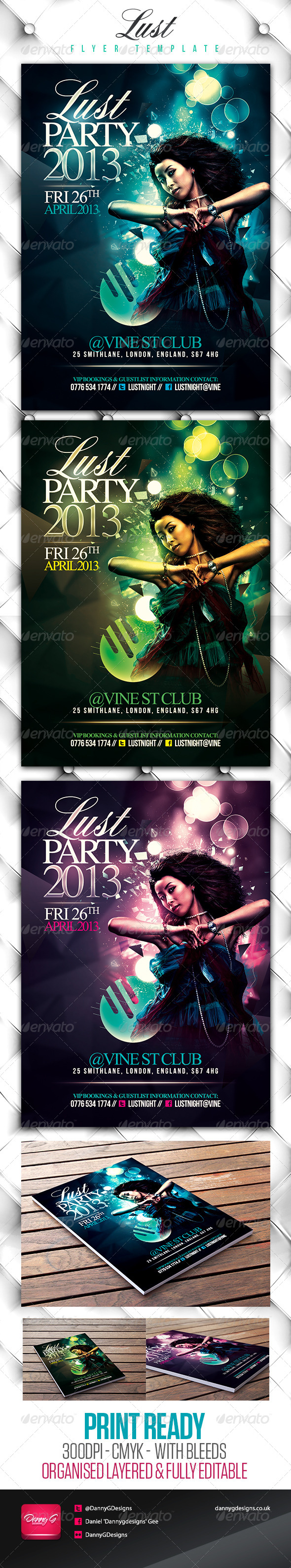 Lust Elegant Flyer 3 Colour Pack - Clubs & Parties Events