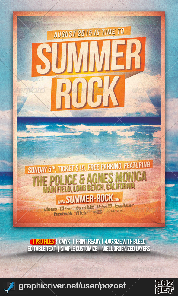Summer Rock Flyer/ Poster Template - Concerts Events