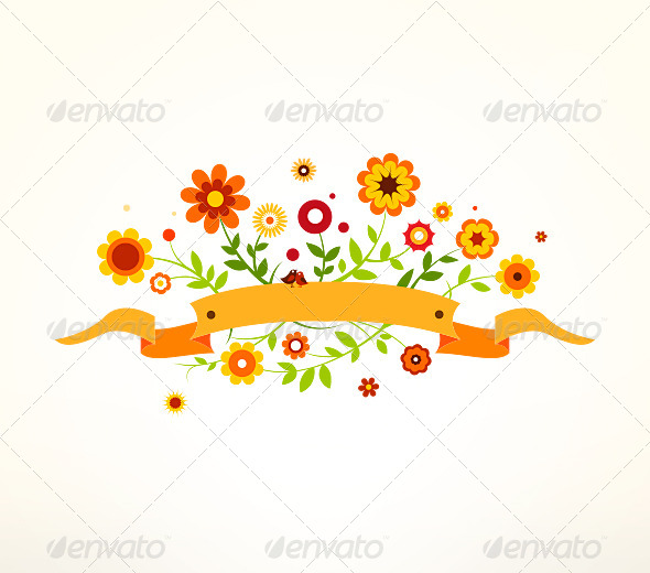 GraphicRiver Spring-Summer Vector Flowers with Ribbon 5097724 GraphicRiver Spring-Summer Vector Flowers with Ribbon 5097724