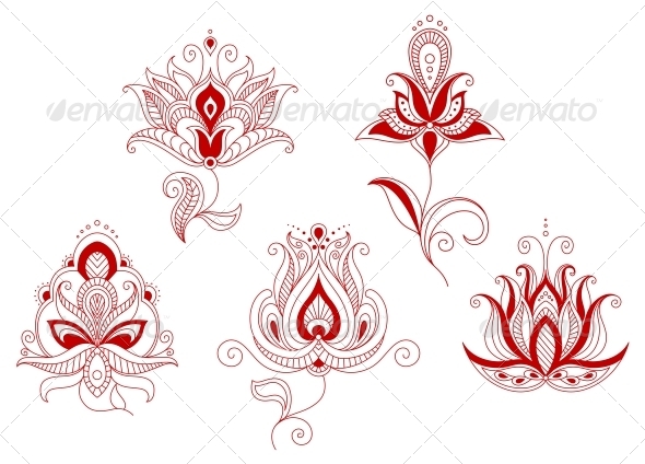 GraphicRiver Set of Abstract Flowers in Persian and Indian Motif 5104176 GraphicRiver Set of Abstract Flowers in Persian and Indian Motif 5104176