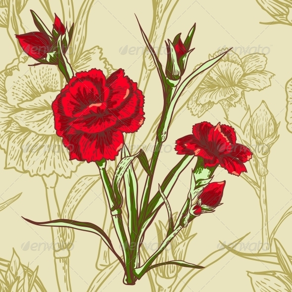 GraphicRiver Seamless Floral Background with Carnation 5107831 GraphicRiver Seamless Floral Background with Carnation 5107831