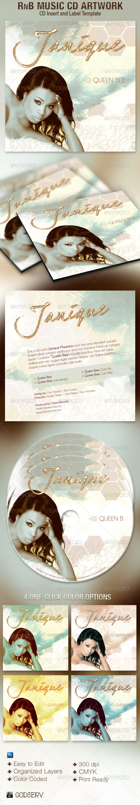 R&B Music CD Artwork Template - CD & DVD artwork Print Templates