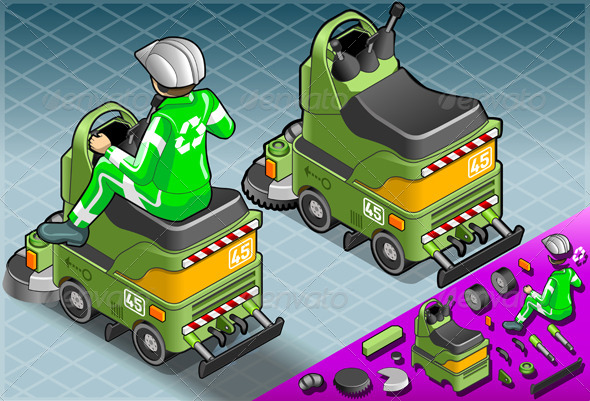 GraphicRiver Isometric Mini Cleaner Machine with Man at Work 5120022 GraphicRiver Isometric Mini Cleaner Machine with Man at Work 5120022