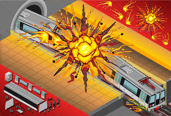 GraphicRiver Isometric Metro Wagons Exploded in the Station 5120664 GraphicRiver Isometric Metro Wagons Exploded in the Station 5120664