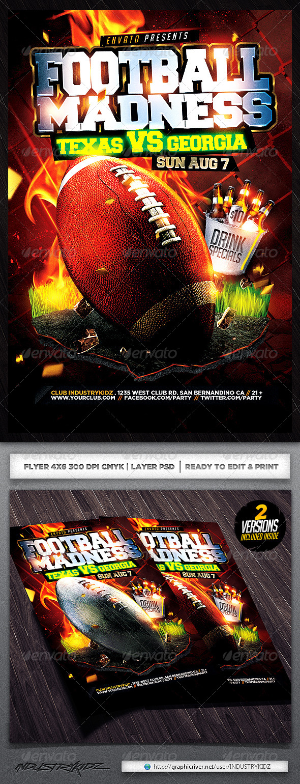 Football Madness Flyer Template - Sports Events