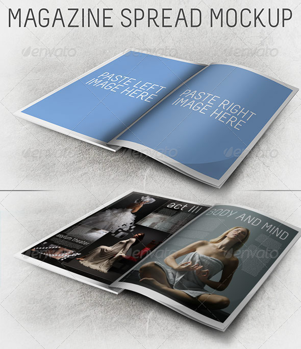 3D Magazine Spread Mockup - Magazines Print
