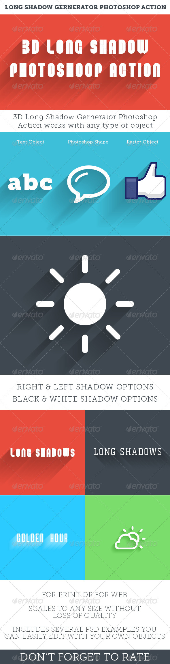3D Long Shadows Generator Photoshop Action Set - Photoshop Add-ons