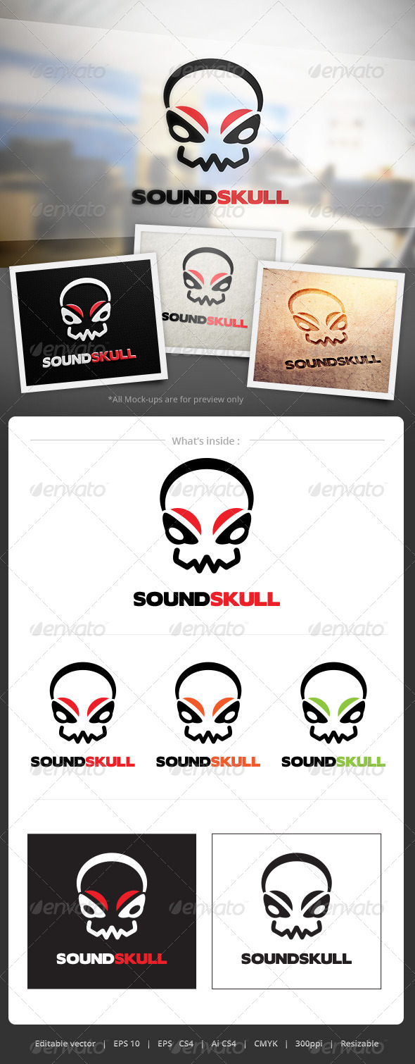 GraphicRiver Sound Skull Logo 5128181 GraphicRiver Sound Skull Logo 5128181