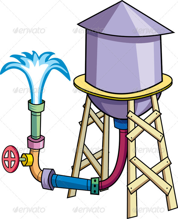 GraphicRiver Cartoon Water Tower 5129542 GraphicRiver Cartoon Water Tower 5129542