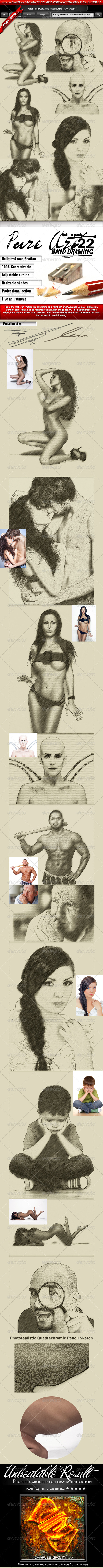 Pure Art Hand Drawing 22 – Quadrachromic Pencil - Photo Effects Actions