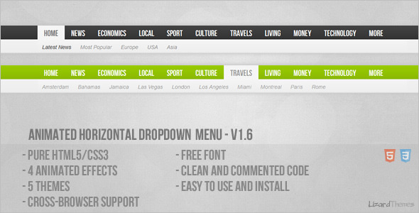 Animated Horizontal Dropdown Menu - CodeCanyon Item for Sale