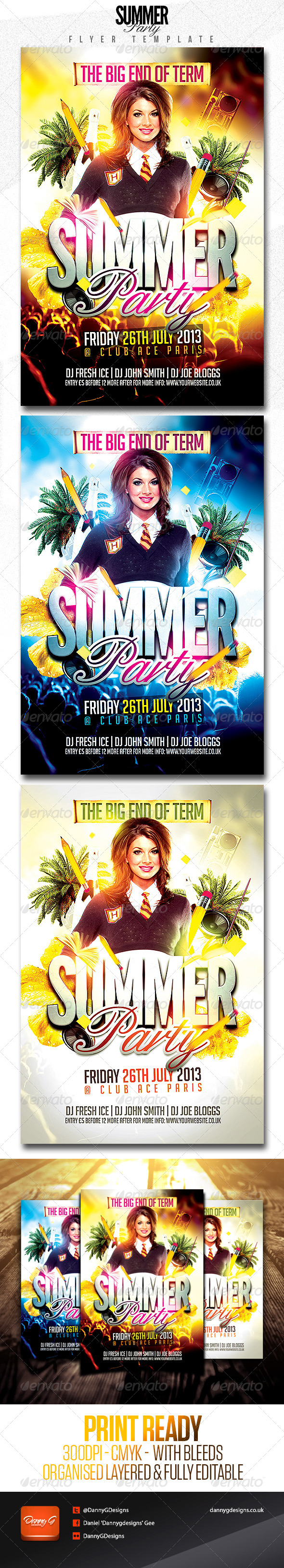 End of Term Summer Party Flyer Template - Clubs & Parties Events