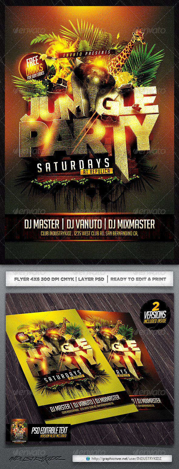 Jungle Party Flyer Template - Clubs & Parties Events