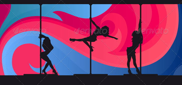 GraphicRiver Silhouettes of Pole Dancers on Abstract Background 5131992 GraphicRiver Silhouettes of Pole Dancers on Abstract Background 5131992