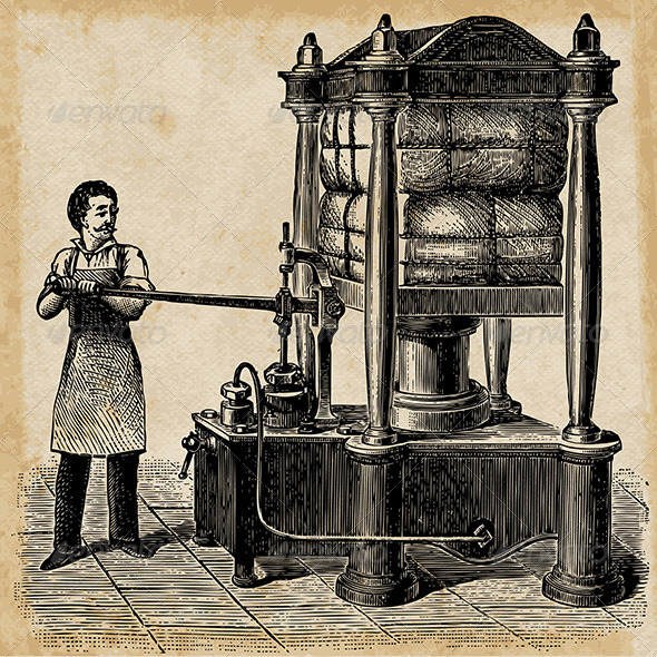 GraphicRiver Hydraulic Press Sketch from 1895 5150983 GraphicRiver Hydraulic Press Sketch from 1895 5150983
