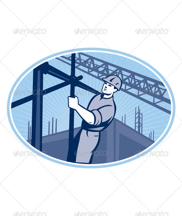 GraphicRiver Construction Worker Scaffolding Retro 5161451 GraphicRiver Construction Worker Scaffolding Retro 5161451