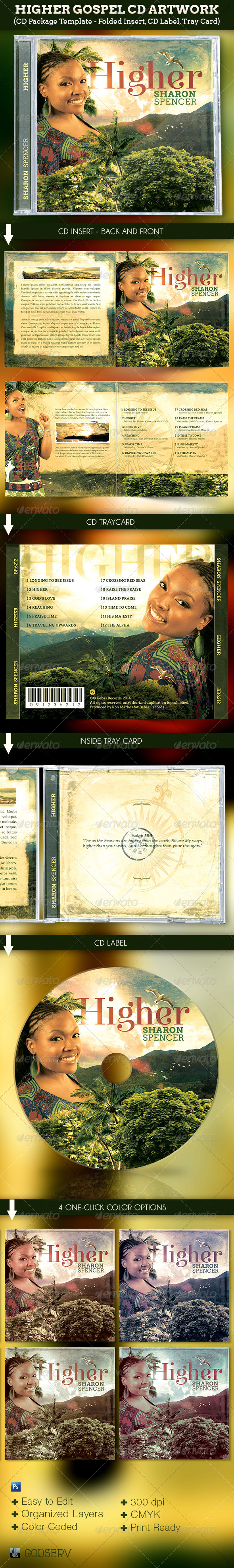 Higher Gospel CD Artwork Template - CD & DVD artwork Print Templates
