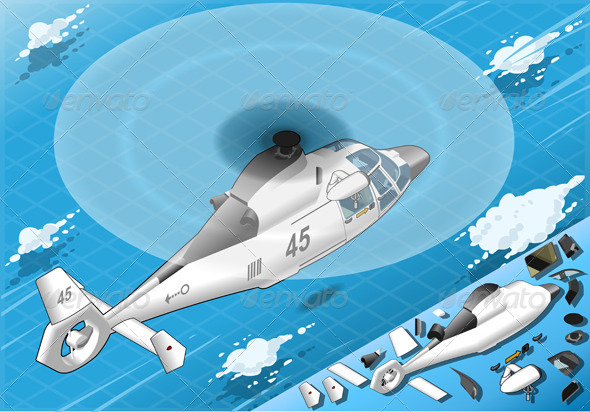GraphicRiver Isometric White Helicopter in Flight in Rear View 5161068 GraphicRiver Isometric White Helicopter in Flight in Rear View 5161068