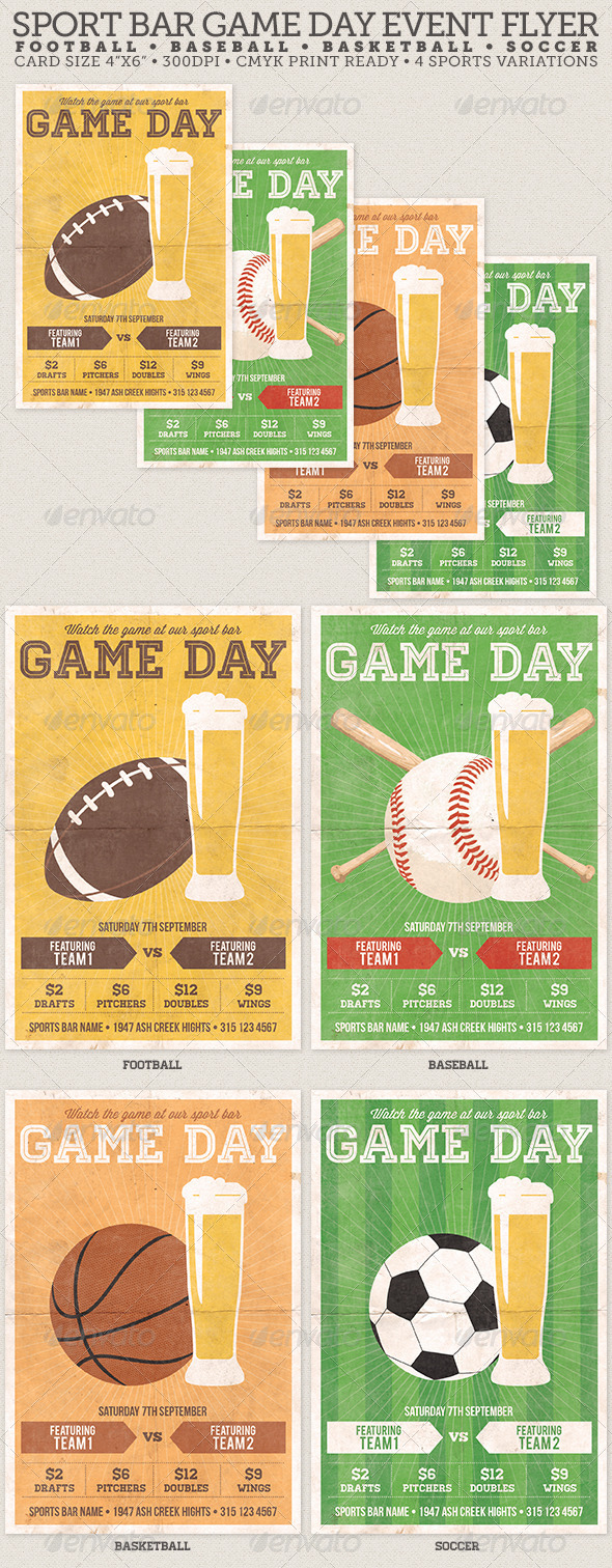 GraphicRiver Game Day Sport Bar Flyer Template 5168979 GraphicRiver Game Day Sport Bar Flyer Template 5168979