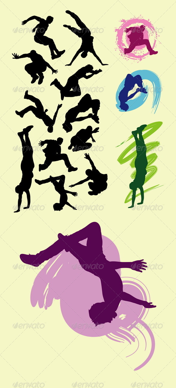 Parkour Silhouettes Symbol - People Characters