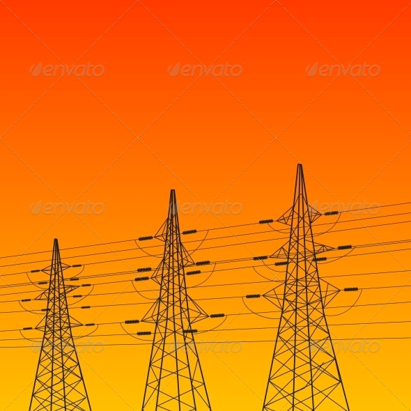 GraphicRiver Electric Pylon at Sunset 5176535 GraphicRiver Electric Pylon at Sunset 5176535