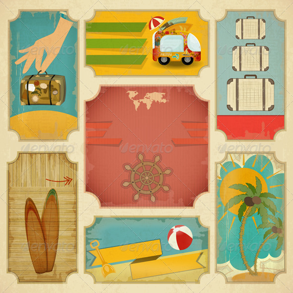 GraphicRiver Set of Retro Summer Labels 5178309 GraphicRiver Set of Retro Summer Labels 5178309