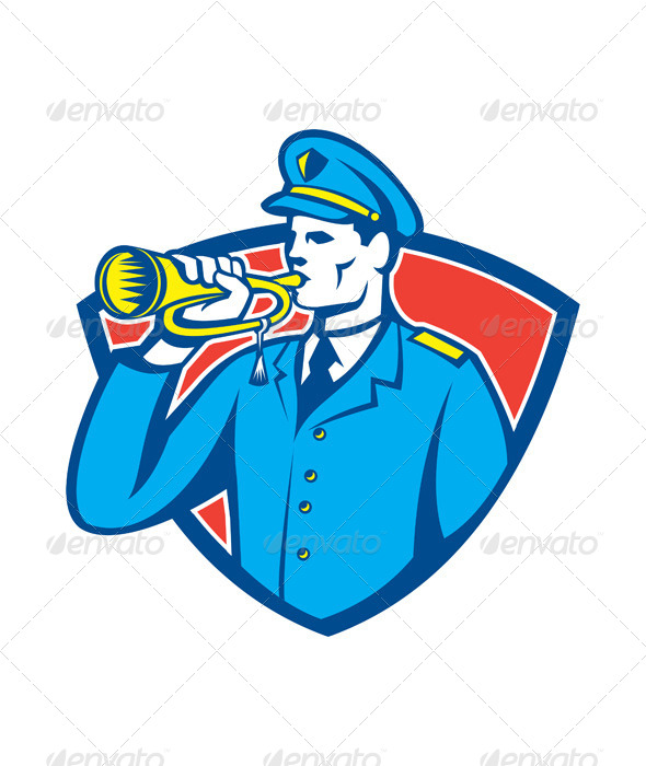 GraphicRiver Soldier Blowing Bugle Crest 5178920 GraphicRiver Soldier Blowing Bugle Crest 5178920