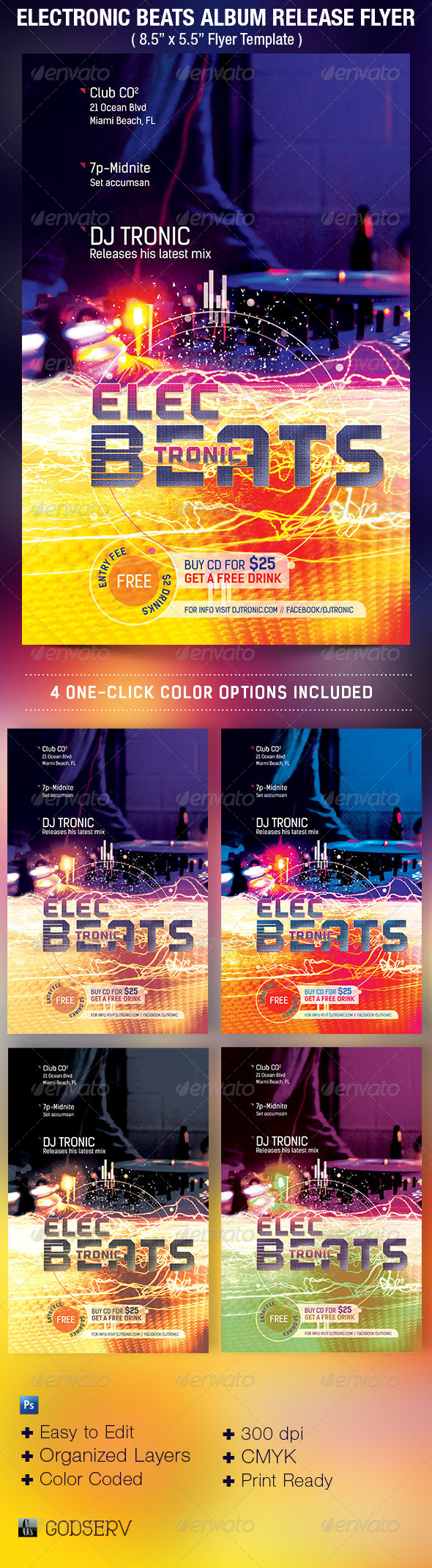 Electronic Beats Album Release Flyer Template - Events Flyers