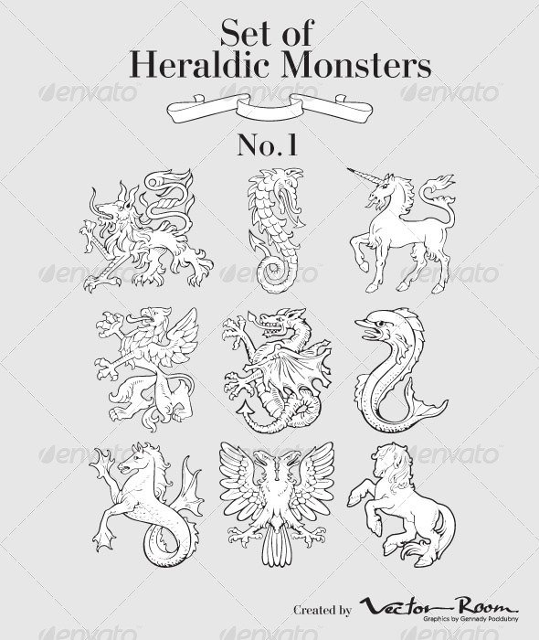 Set of Heraldic Monsters No1 - Monsters Characters