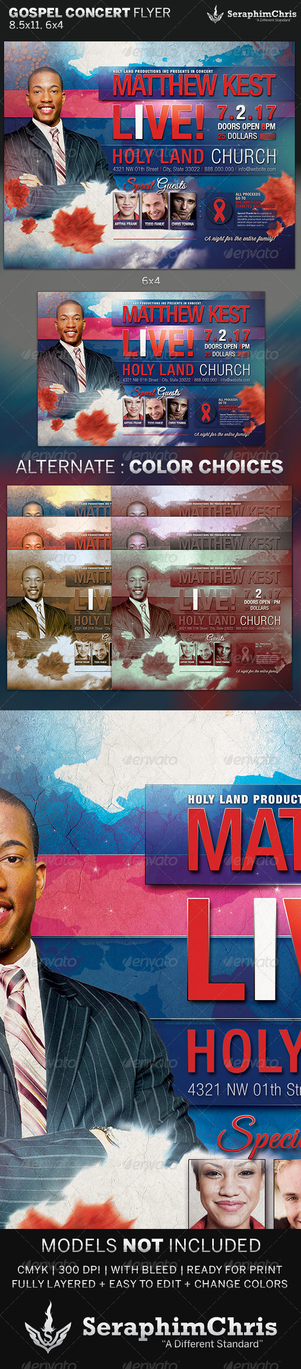 Gospel Concert Flyer Template - Church Flyers