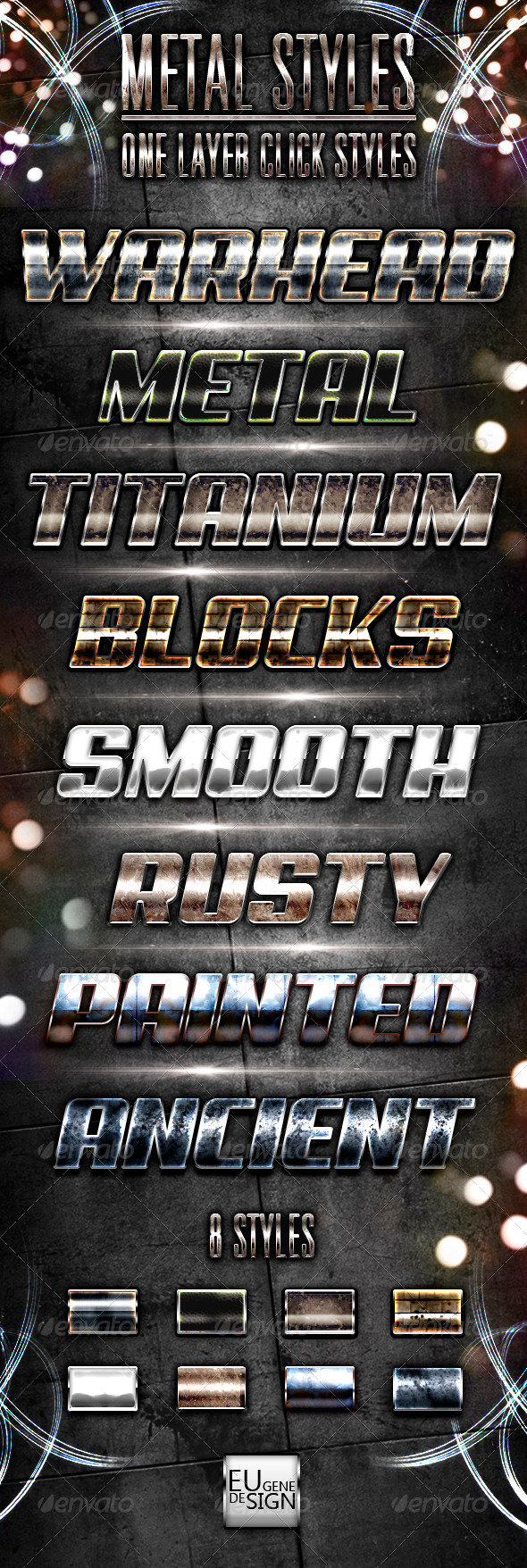 8 Metal Photoshop Styles - Text Effects Styles
