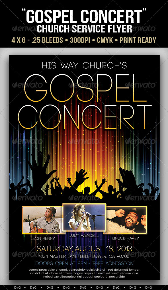"Gospel Concert" Lights Church Flyer - Church Flyers