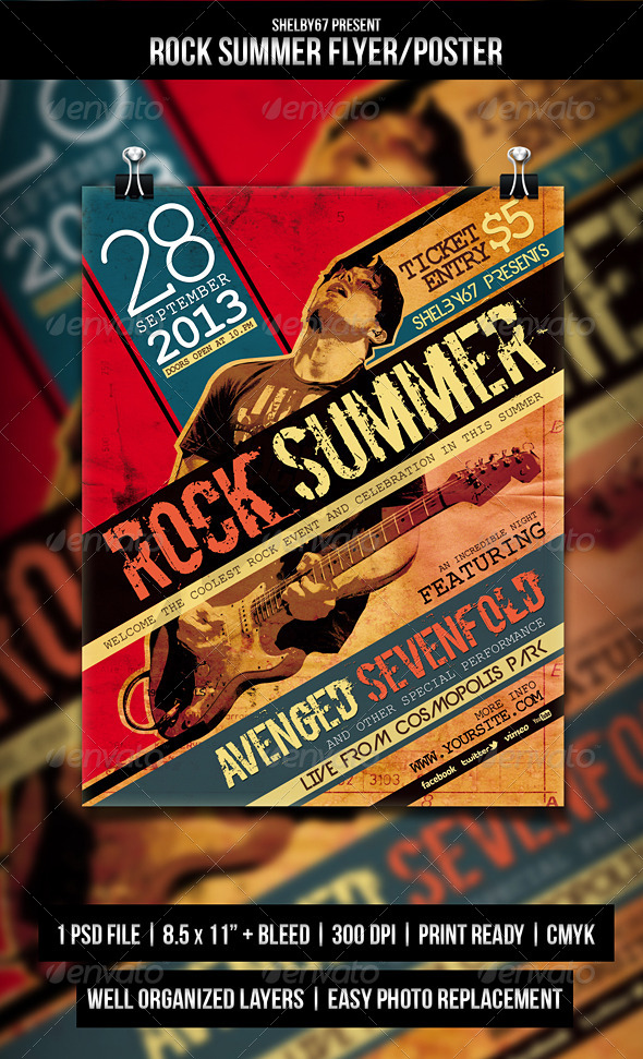 GraphicRiver Rock Summer Flyer Poster 5192016 GraphicRiver Rock Summer Flyer Poster 5192016
