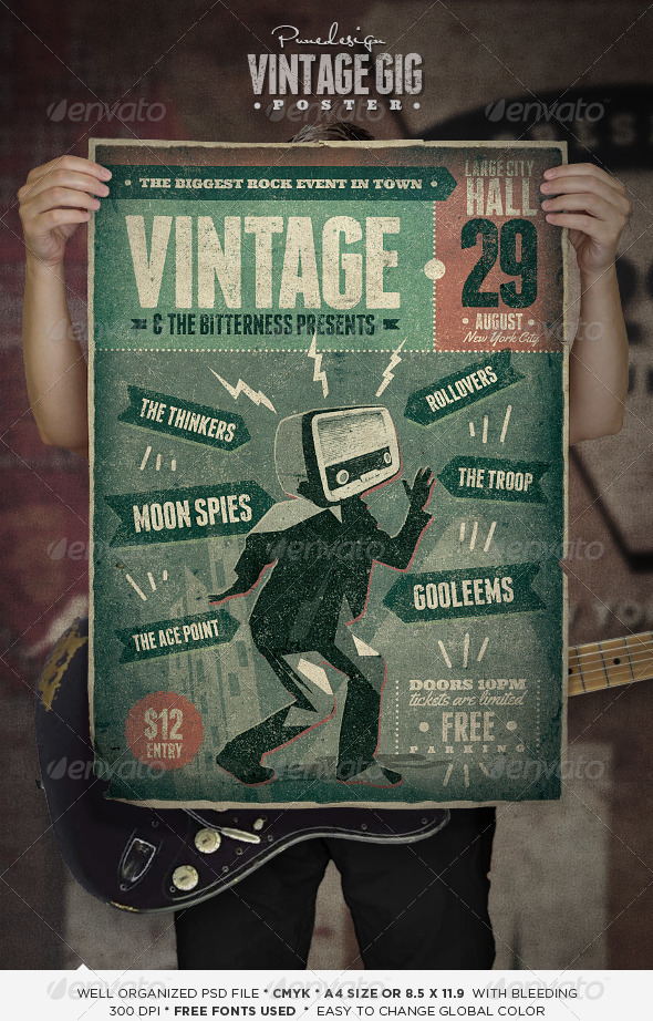 Vintage GIG Poster - Concerts Events