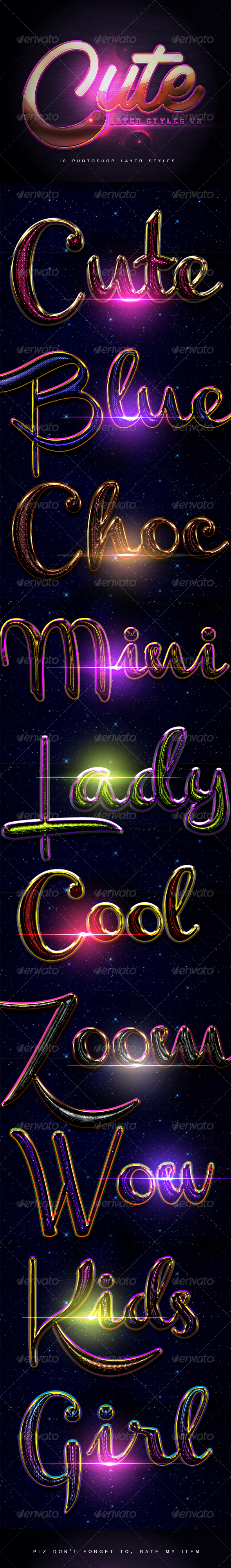Cute Layer Styles V2 - Text Effects Styles